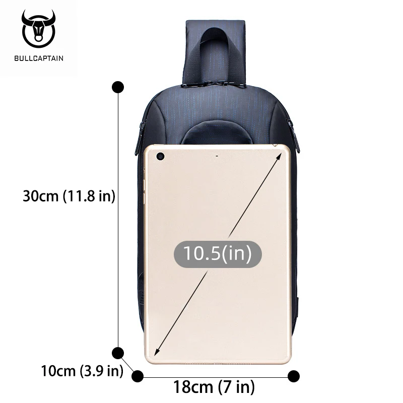 BULLCAPTAIN 2021 New Men's Multifunctional Messenger Bag USB Rechargeable Chest Backpack Waterproof Short Trip