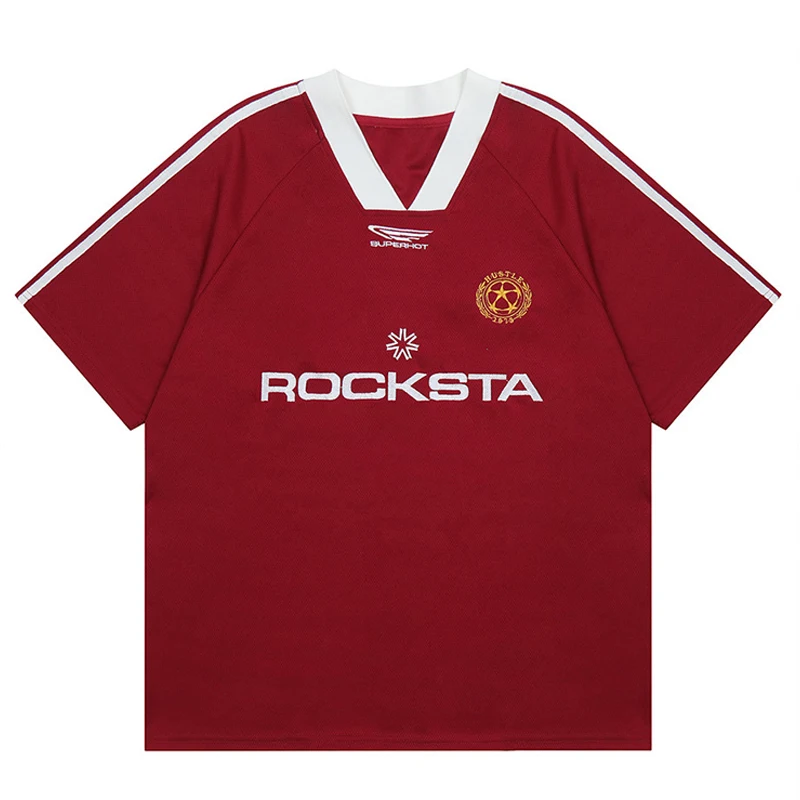 Letter Print Short Sleeve Oversized T-shirt Mens Summer Casual Crew Neck Contrast Paneled Cotton Loose Couple Tees_voghion.com