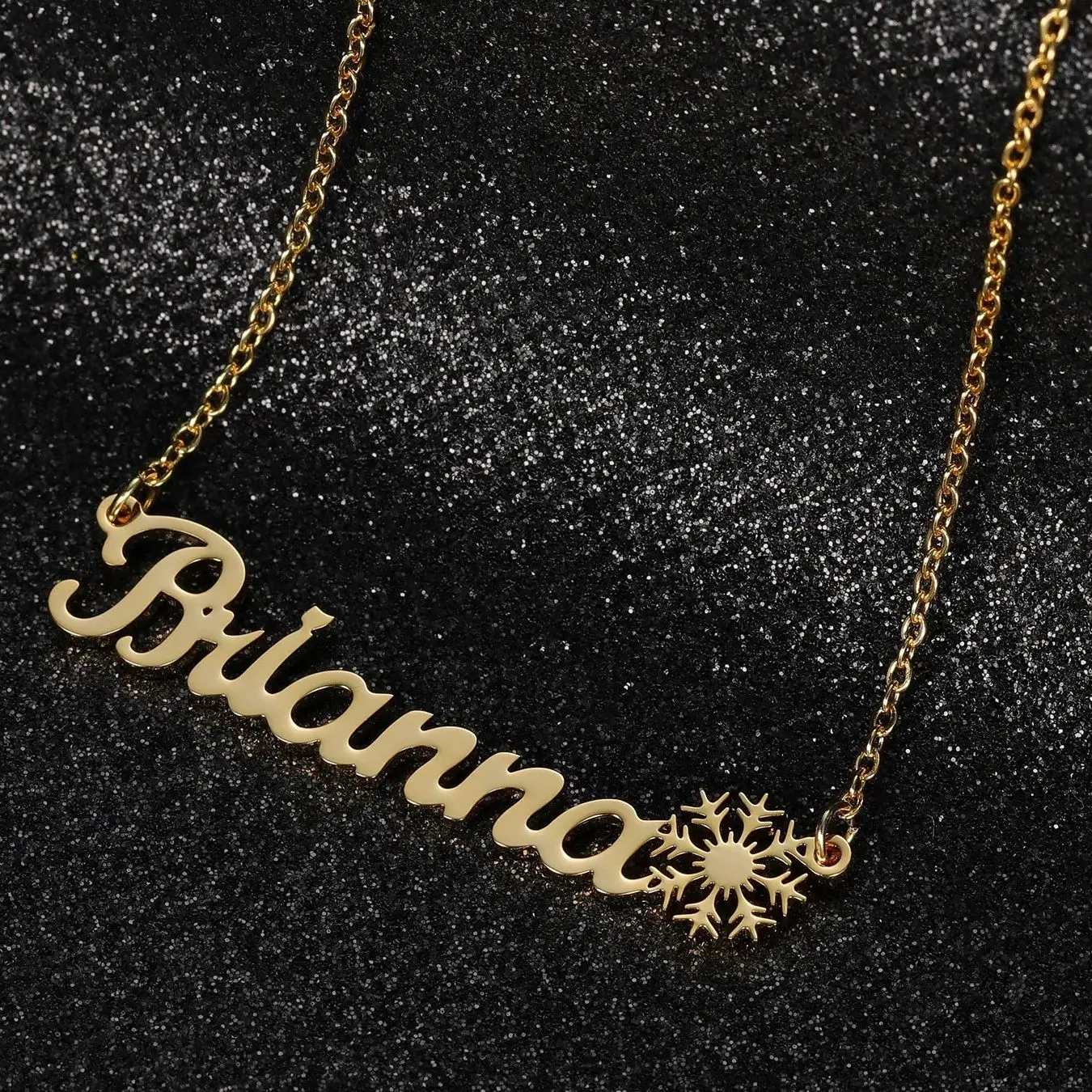 Custom Name Necklace Personalized Stainless Steel Link Snowflake Sweater Necklaces Collar Jewelry for Women Christmas Gifts