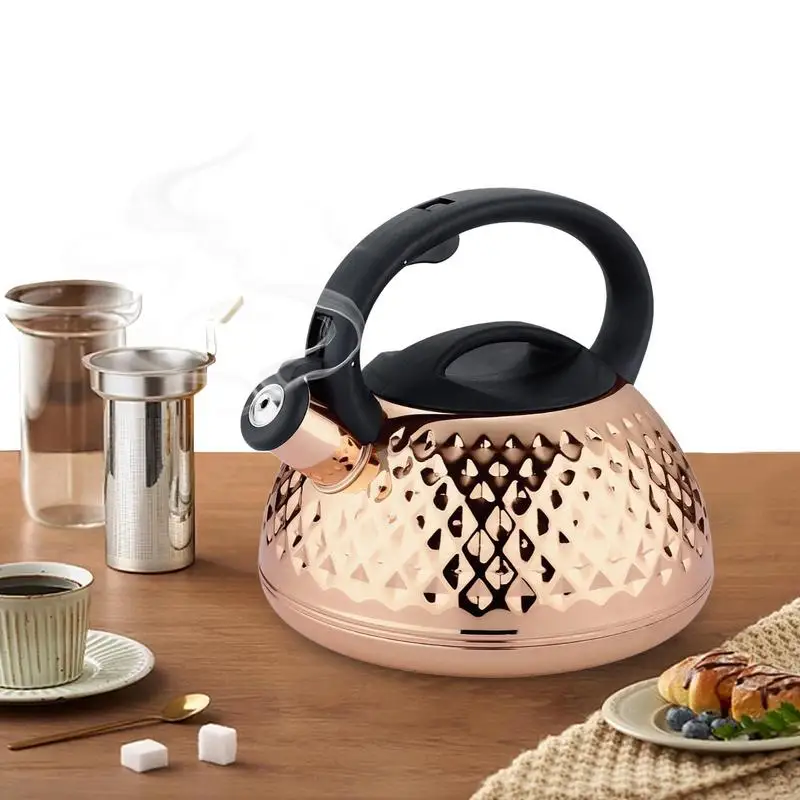 

Tea Kettle For Stove Top Golden Stainless Steel Whistle Kettle Anti-scalding Handle Universal Whistle Kettle Loud Whistles