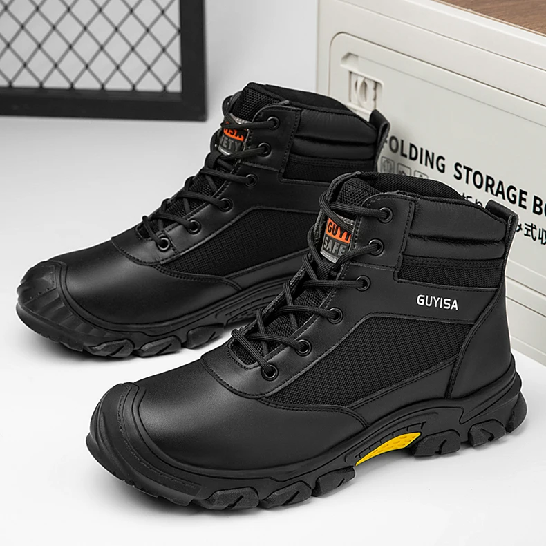 Men Safety Shoes Anti-smash Steel Toe Work Boots Anti-puncture Protective Shoes Anti-slip Wear-resistant Industrial Safety Shoes