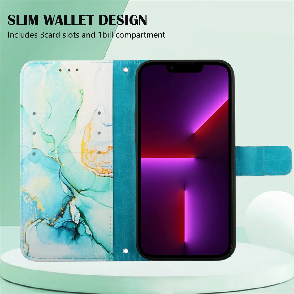 귀여운 대리석 그린 Vivo Y72 Y51S Y51 2020 Y31S Y21 Y15S Y11 Y12 Y15 Y17 V21 4G 5G 카드 슬롯 홀스터 D03G