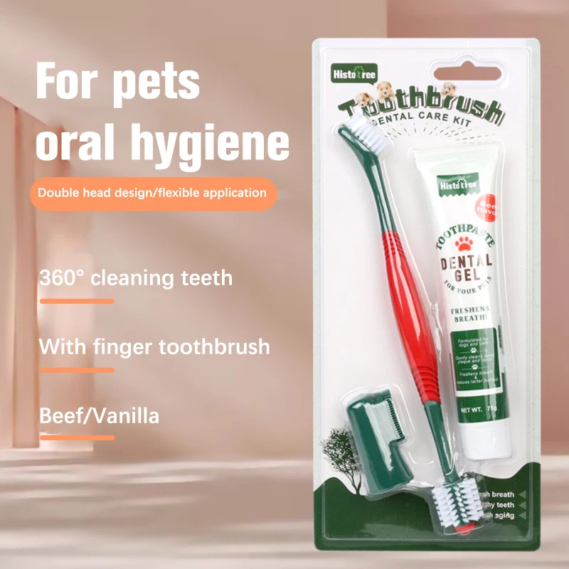 

1Set Pet Healthy Edible Toothpaste With Toothbrush Dog Cats Teeth Care Small Dog Cat Oral Cleaning Kit Pet Supplies Accessories