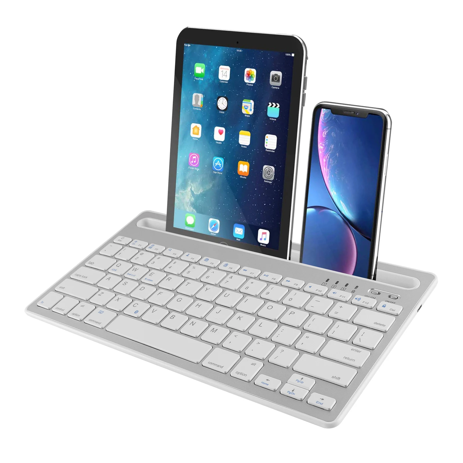 Tastiera Wireless Per Tablet Tastiera Bluetooth Tastiera Ricaricabile Con Supporto Telefono Ipad Slim Mutekeyboard Per Ios Android Windows