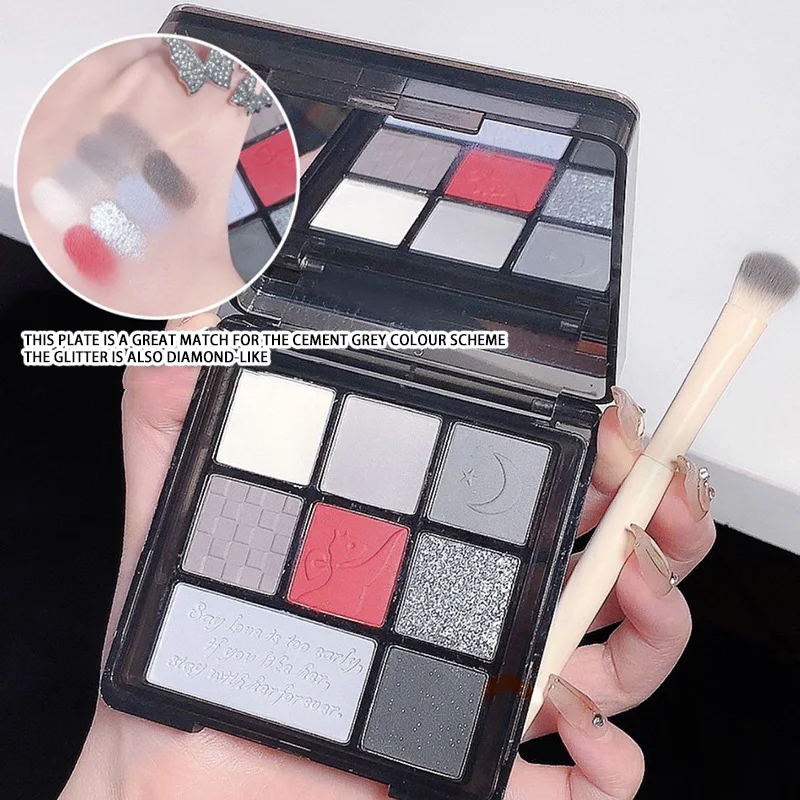 9 Colour Matte Waterproof Eyeshadow Palette Blue Purple Eye Shadow Pigment Smoky Punk Eyeshadow Summer Swimming Cosmetics 6
