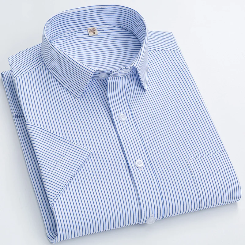 New Men's Fashion Short Sleeve Cotton Business Formal Shirt White Classic Social Casual Slim Shirt Large Size 8XL 4