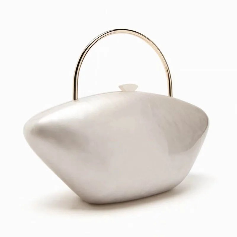 

ZA Pearl Acrylic Evening Bags Designer Luxury Clutch Purse Fashion Women Wallet Shell Chains Shoulder Wedding Party Box Handbag