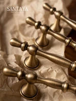 Santaya Poignée de meuble en laiton antique, boutons d'armoires de cuisine Foy, poignées en bronze rétro, accessoires de garde-robe 5