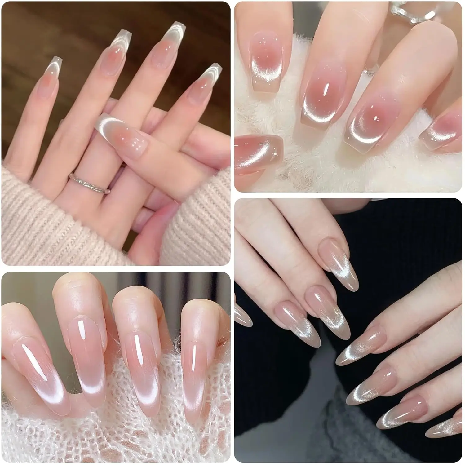 1Pcs 3D 양방향 네일 프렌치 캣 아이 자석 2-in-1 마그네틱 스틱 토끼 모양 네일 아트 젤 폴리쉬 매니큐어 액세서리