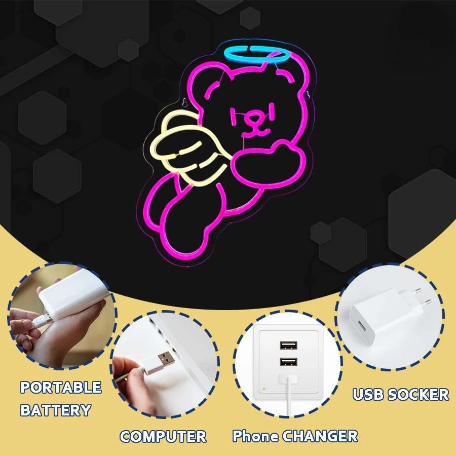 Cute Bear Neon Sign Koala Led Wall Decor Neon Animal Game Room Man Cave Decor USB Custom Room Bar Wedding Party Birthday Gifts