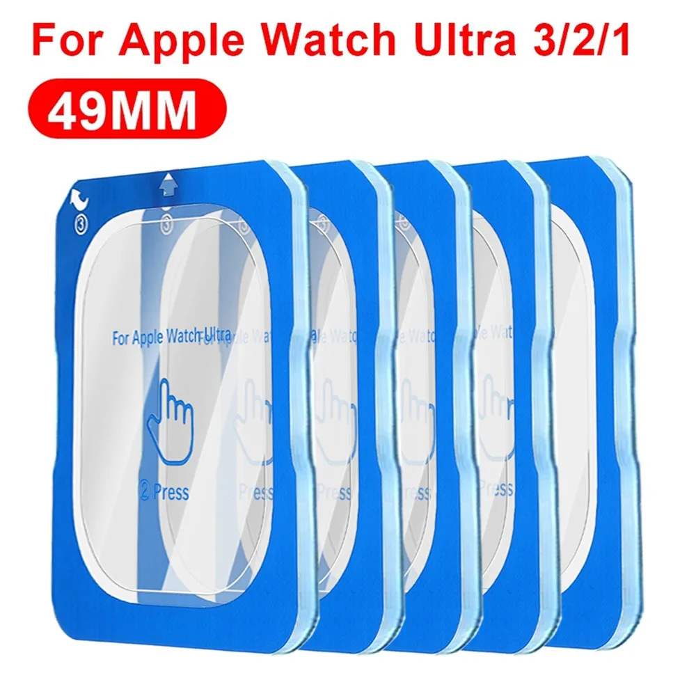 1-5PCS Apple Watch Ultra 2용 쉬운 설치 강화 유리 iWatch Ultra 3 보호 필름용 49mm 긁힘 방지 화면 보호기