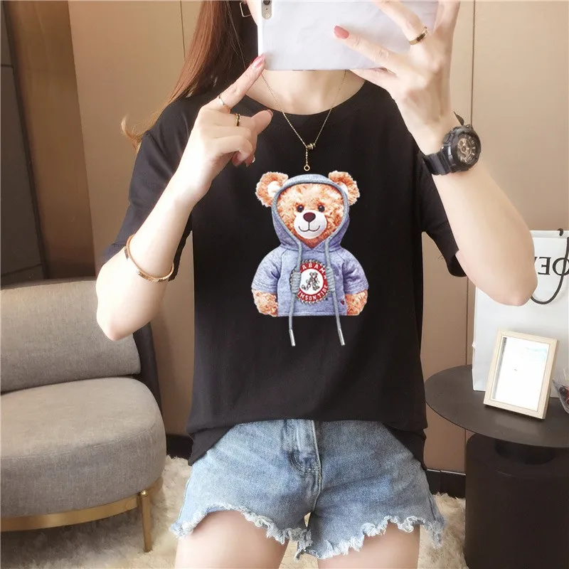 Lamyporo женская повседневная короткая летняя футболка с круглым вырезом мультяшная