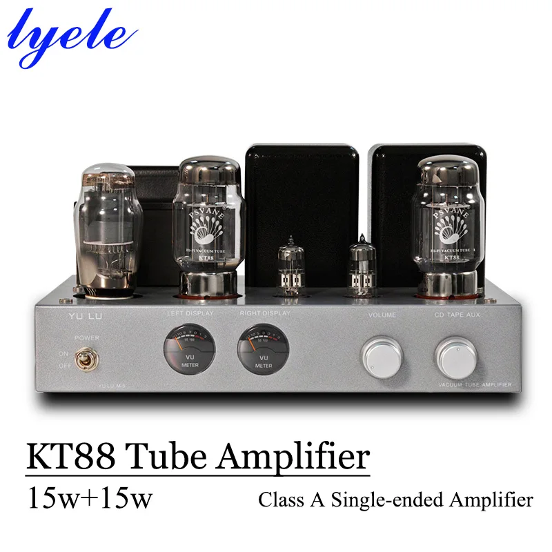 Lyele Audio Kt88 Vacuum Tube Amplifier Hifi Class A Amplifier High Power 15W*2 Vu Meter Single Ended Tube Audio Amp  2 (2.0)