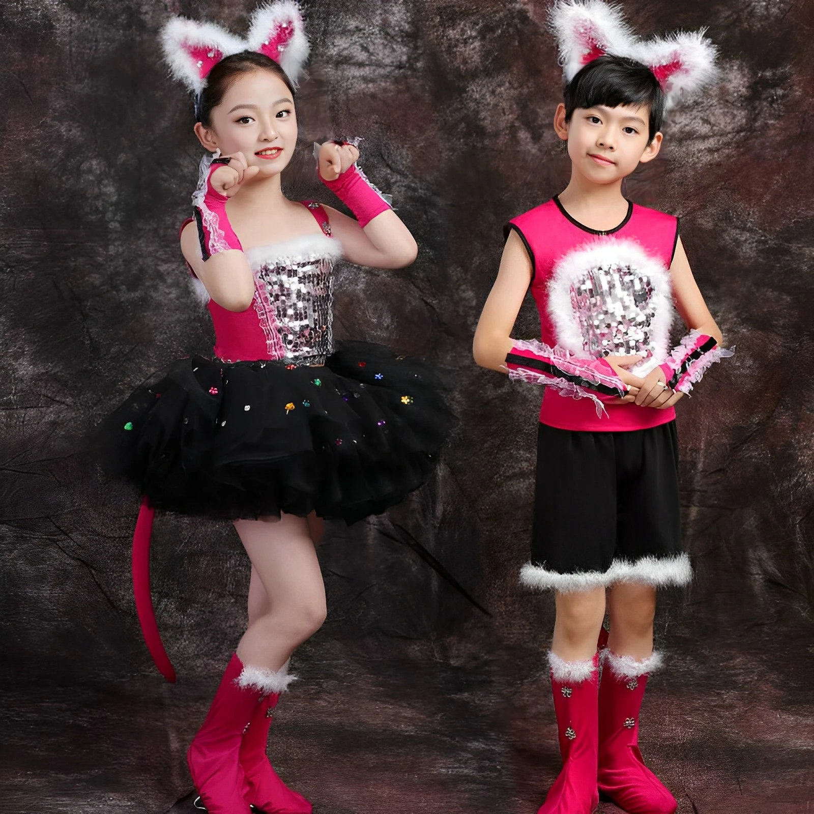 

Kindergarten Animal Performance Costume Cats Persian Cat Cat Call Boys and Girls Chiffon Skirt Animal Kitty Performance Costume