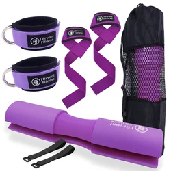 Ultimate Barbell Pad Set with Wrist Wraps & Gym Ankle Straps for Enhanced Performance (PURPLE)