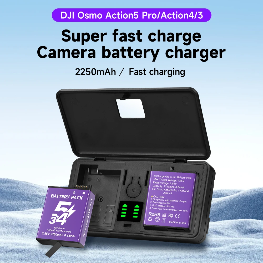 2250mAh Action Pro Battery for DJI Osmo Extreme Action