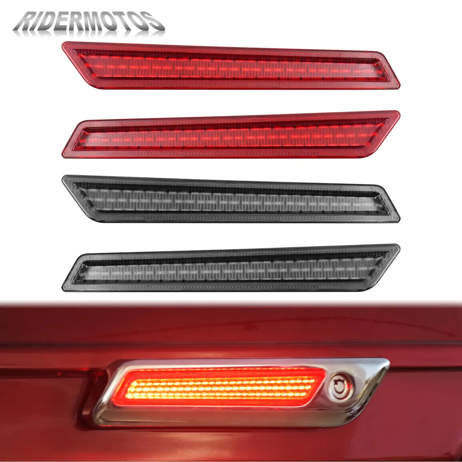 

2xMotorcycle LED Saddlebag Latch Lights Smoke/Red Lens For Harley Touring 2014-2021 Electra Glide Street Glide Road Glide Custom