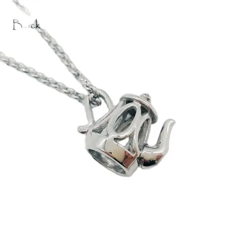 Black Knight Creative women fashion Teapot pendant necklace Silver color stainless steel women necklace with  box BLKN0697