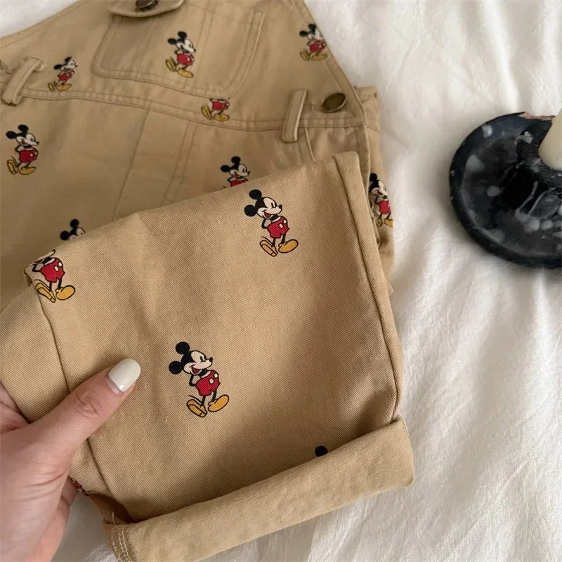 Children Mickey Jumpsuit Overalls Spring Autumn Baby Boys and Girls Loose Bib Pants Cartoon Mickey Print Straps Trousers