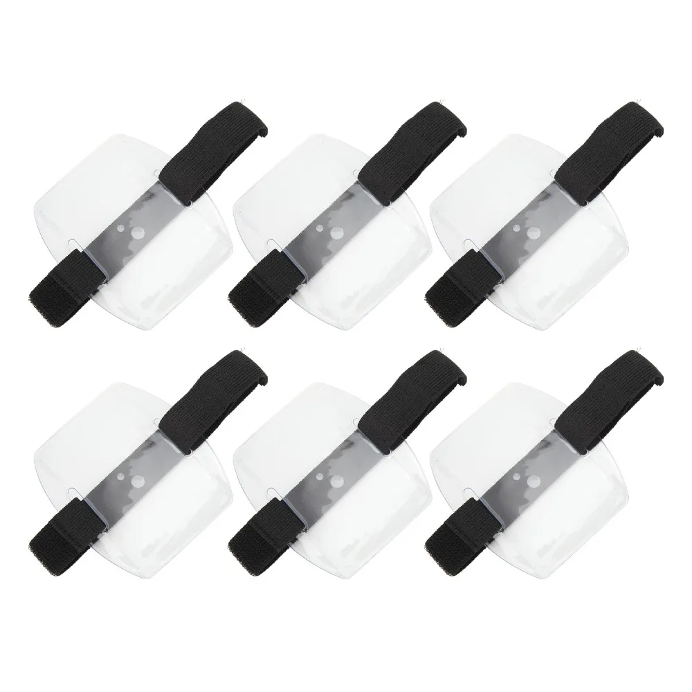 6개 PVC 암밴드 배지 홀더 블랙 방수 팔걸이 ID 카드 홀더 벨크로 타입 탄성 밴드 ID 카드 홀더 비즈니스용
