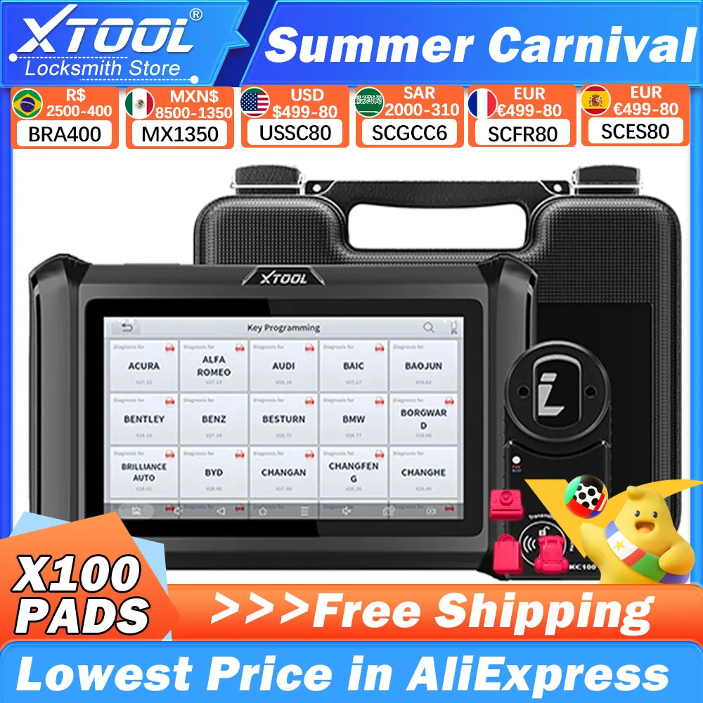 2024 XTOOL X100 PADS IMMO Key Programming Tool All Key Lost OBD2 All System Diagnostic Scaner Upgrade of X100PAD X100PAD2 EEPROM