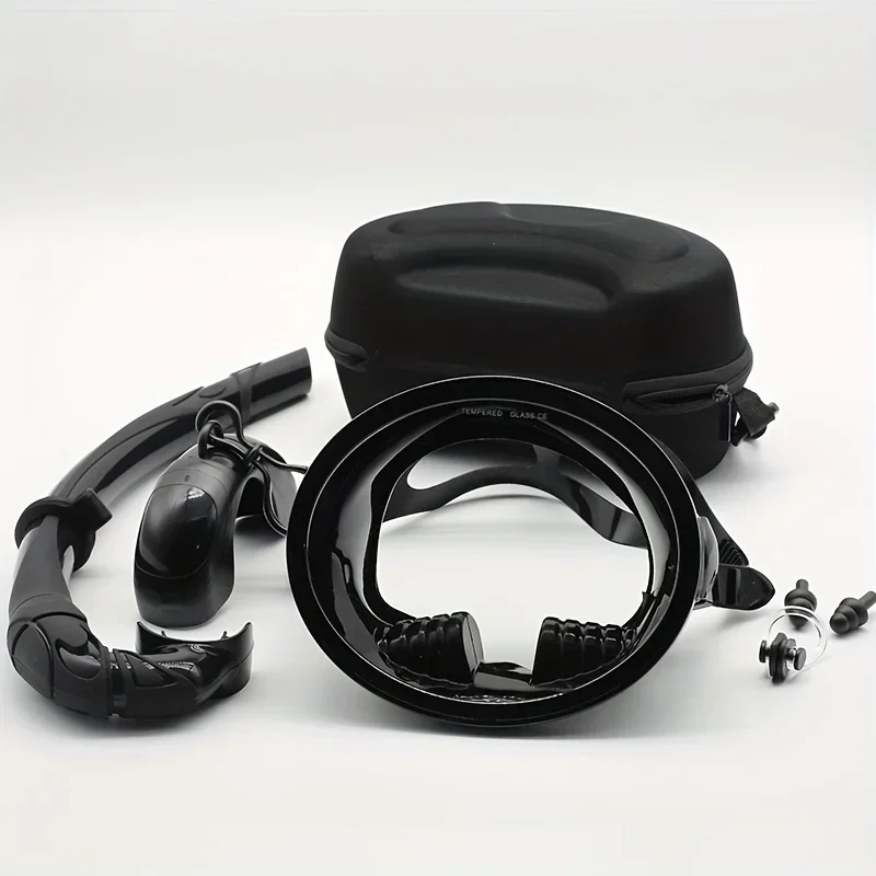Professional Snorkeling Mask, Diving Goggles, Diving Equipment, Oval Shaped Snorkeling Set With Box For Hunting