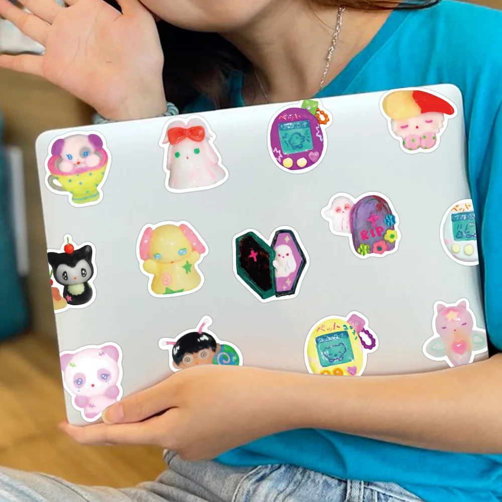 56PCS 3D 크리스탈 클레이 소녀 귀여운 스티커 스케이트 보드 노트북 냉장고 전화 기타 수하물 데칼 스티커 어린이 장난감