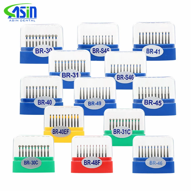 10 teile/schachtel Dia. 1,6mm Dental Diamant Bohrer Bohrer High Speed Handstück Polieren Werkzeuge BR-ball Runde