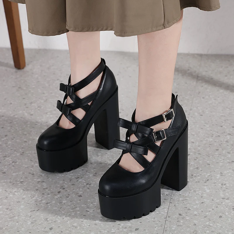 

Block High Heels Women 20223 Autumn New Block Heel Elegant Patent Leather Pumps 16cm 12cm