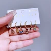 6pcs/Set Cool Mixed Movie Hero Pendants Huggie Hoop Earrings for Women Gold Color Zircon Crystal Jewelry 5