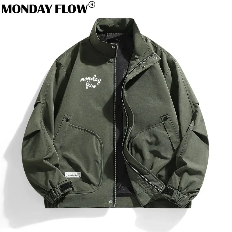 Monday Flow Winter Men's Golf Sweatshirt Luxury Pocket Golf Jackets Hoodie Harajuku Streetwear Fashion Jacket Casual Coats