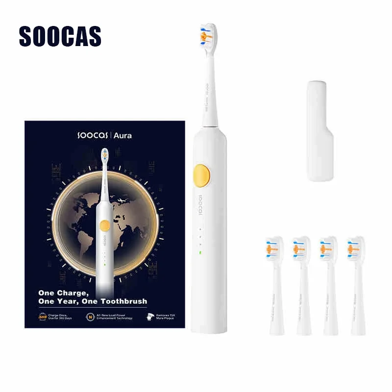 SOOCAS PT1 Aura 성인 소닉 전동 칫솔 IPX7 방수 365 일 배터리 수명 여행용 상자가있는 초음파 치아 브러쉬