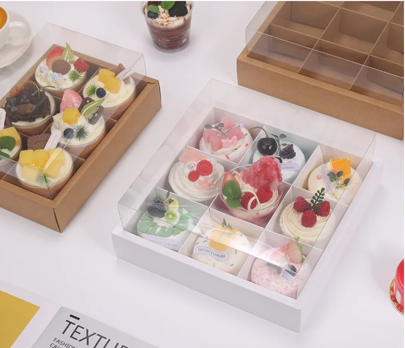 6/9/12 Grid Kraft Paper Cupcake Boxes with Clear Window, Muffin and Pastry Packaging Ca... - SKU KPGB0916 - UGI Packaging