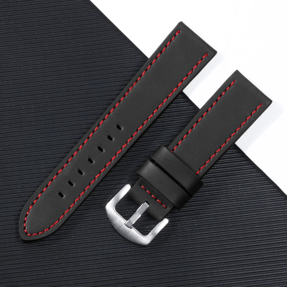 Premium Universal Leather Watch Strap with Steel Buckle – Versatile Wristband Replacement