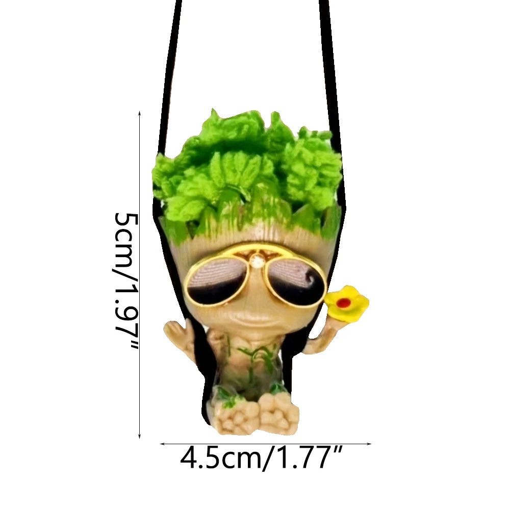 Car Rearview Mirror Pendant Car Rearview Mirror Decoration Pendant Miniature Model Groot Ornament Cartoon Swing Tree Man Figurine Home Decor Kids Gifts