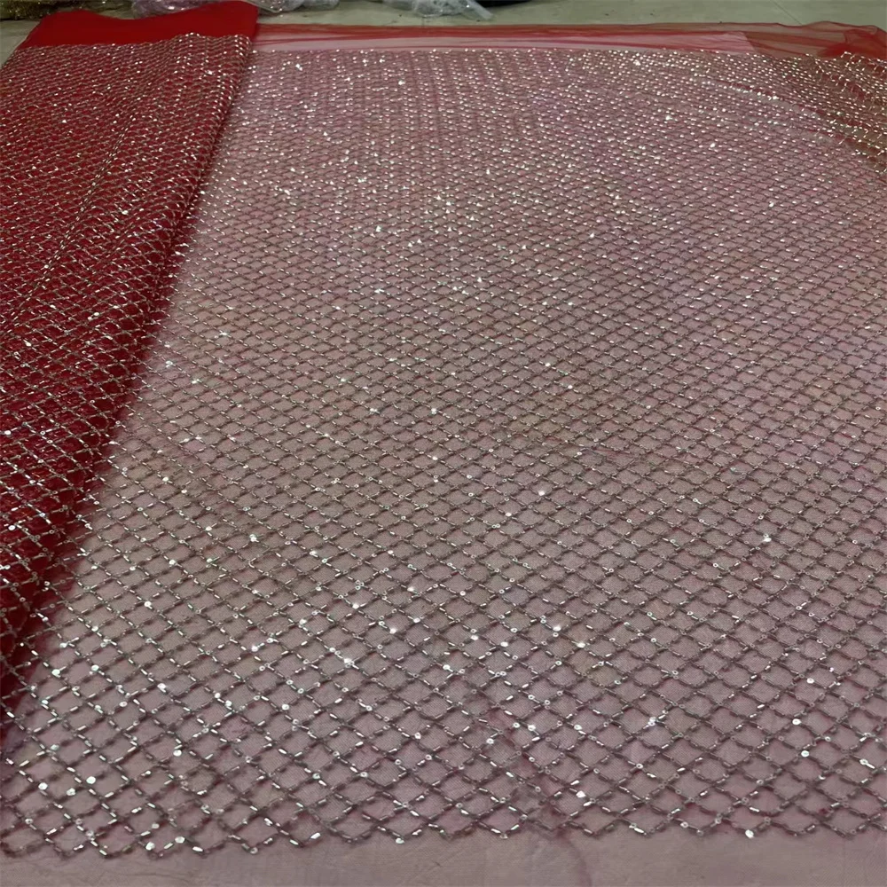 

New Design African Handcut Laces Fabric 2023 High Quality 5 Yards Nigerian Party Embroidery French Tulle Mesh Lace Fabric CD2403