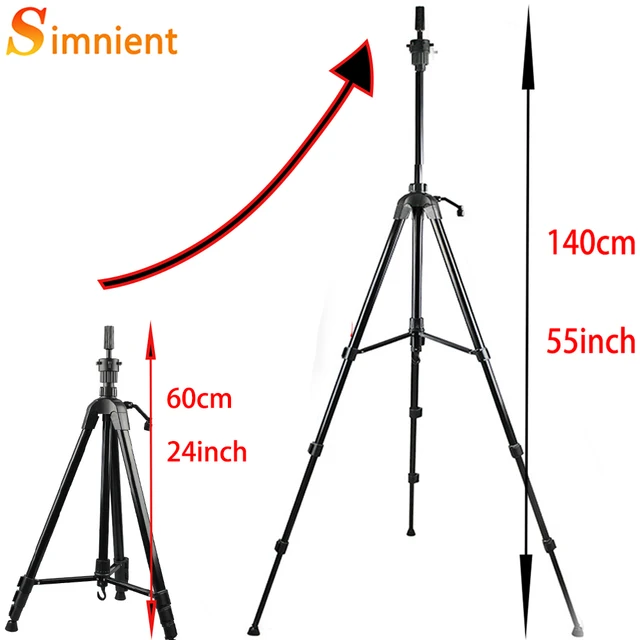 Simnient Adjustable Tripod Stand Holder Mannequin Head Tripod Hairdressing Training Head Holder Top Selling Hair Wig Stands Tool height 140cm  black