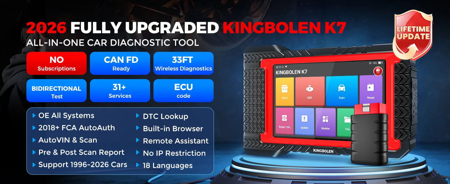 [Kostenlose lebenslange Updates] KINGBOLEN K7 OBD2 Scanner ECU-Codierung Bidirektional 28 Reset-Funktionen Diagnosegerät für ALLE Systeme PK THINKSCAN MAX 2 – Detail 1