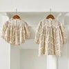 New Sisters Dress Infant Baby Girls Lace Collar Dress Rompers Kids Girls Vintage Flowers Princess Dress Family Clothes Rompers 2