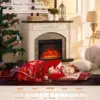 44Inch Electric Fireplace with Mantel, Fireplace Mantel with Stacked Stone Surround 4