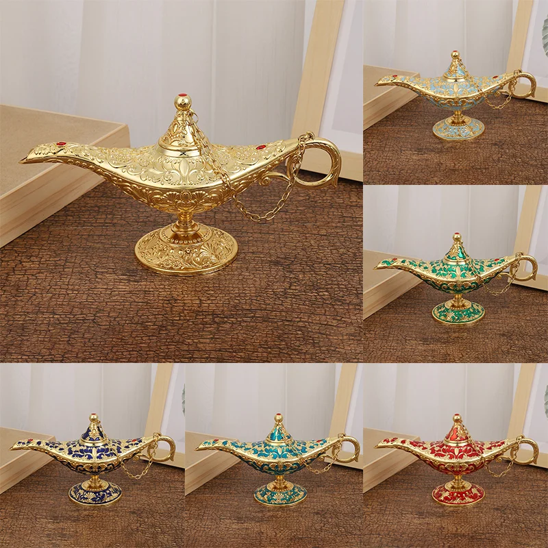 thumbnail image 2 of Lámpara de Aladdín Retro europea, artesanías de Metal, luz de deseos, estufa de aromaterapia, adornos de tetera, decoración delicada para el hogar, regalo, 2 of 5
