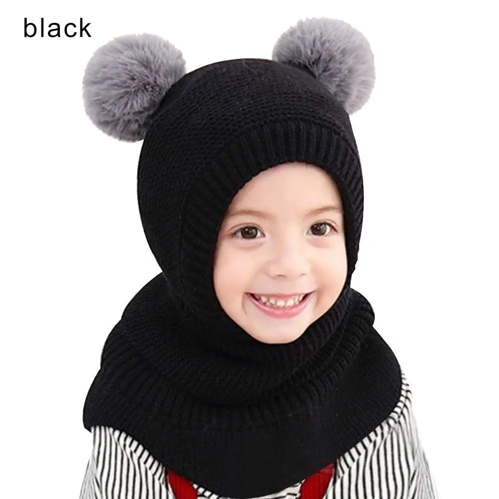 Bonnet Bébé Hiver Avec Pompons - 0-24 Mois, Polyester Doux | Chapeau Oreilles, Tricoté, Léger Et Chaud