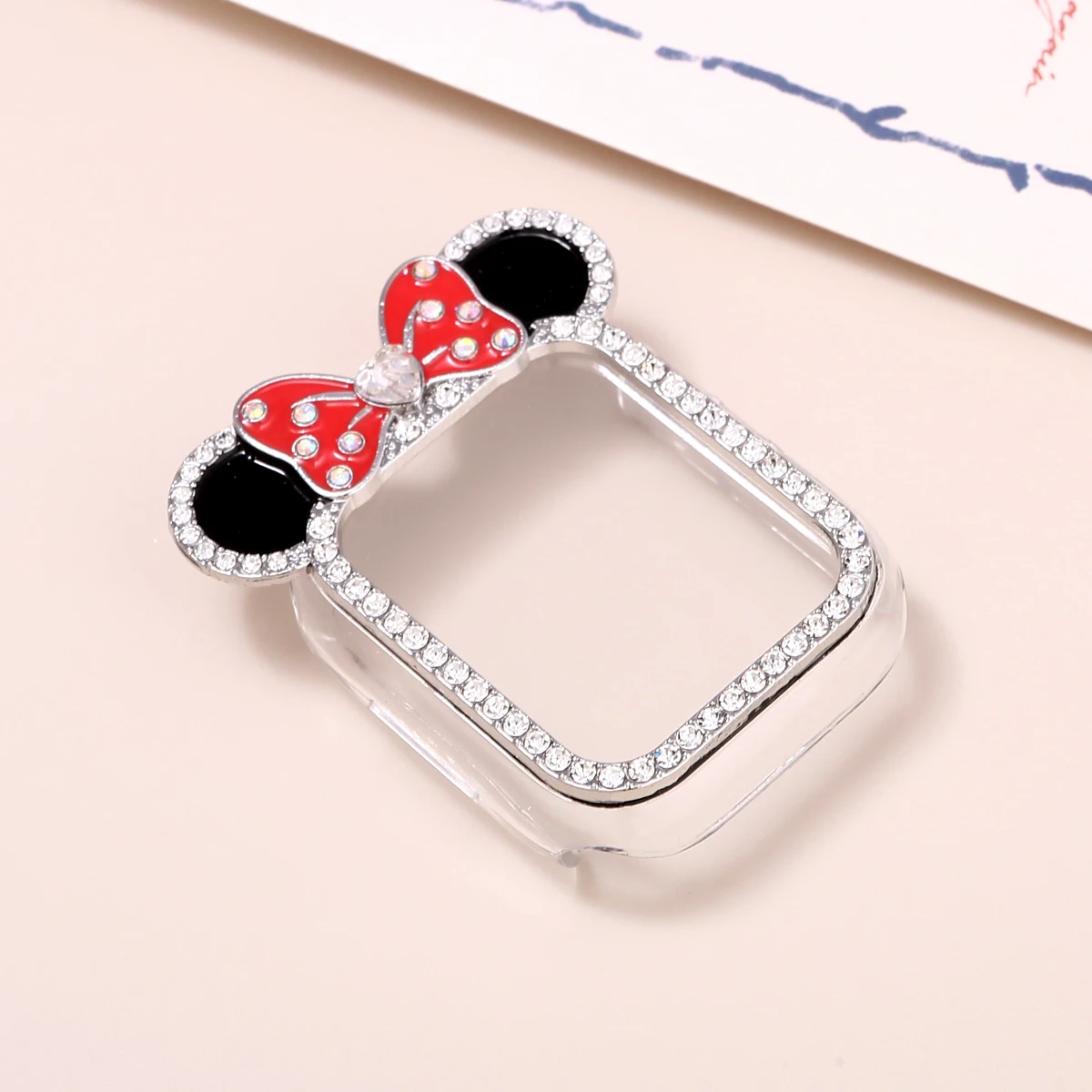 Stylish Rhinestone Cartoon Animal Watch Case for Women - Fashionable Protective Cover for Apple Watch