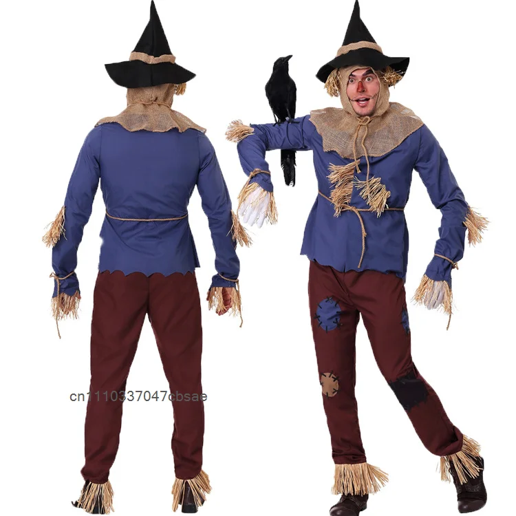 Costume da Spaventapasseri di Halloween per Cosplay, Spettacoli Teatrali, Raduni Festivi, Carnevale, Feste in Maschera e Travestimenti per Famiglia - immagine 2