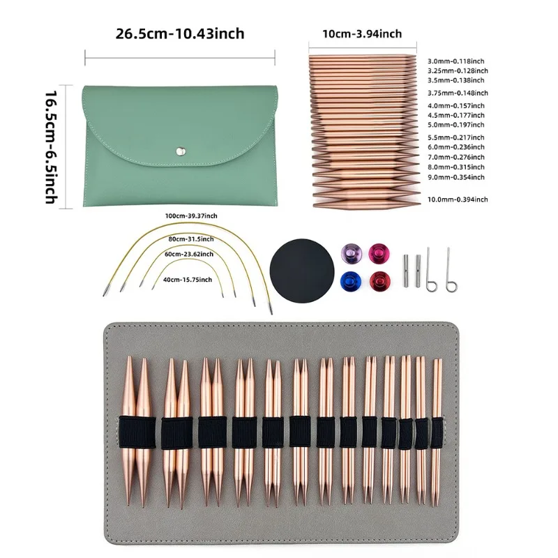 Knitting Needles Crochet Kit Crochet Hooks Knitting Supplies Crochet Needles Knitting Material Knitting Craft Supplies Aluminum Circular Knitting Needles Set Interchangeable Crochet Hooks Knitting Accessories Weaving Yarn Needle Kit
