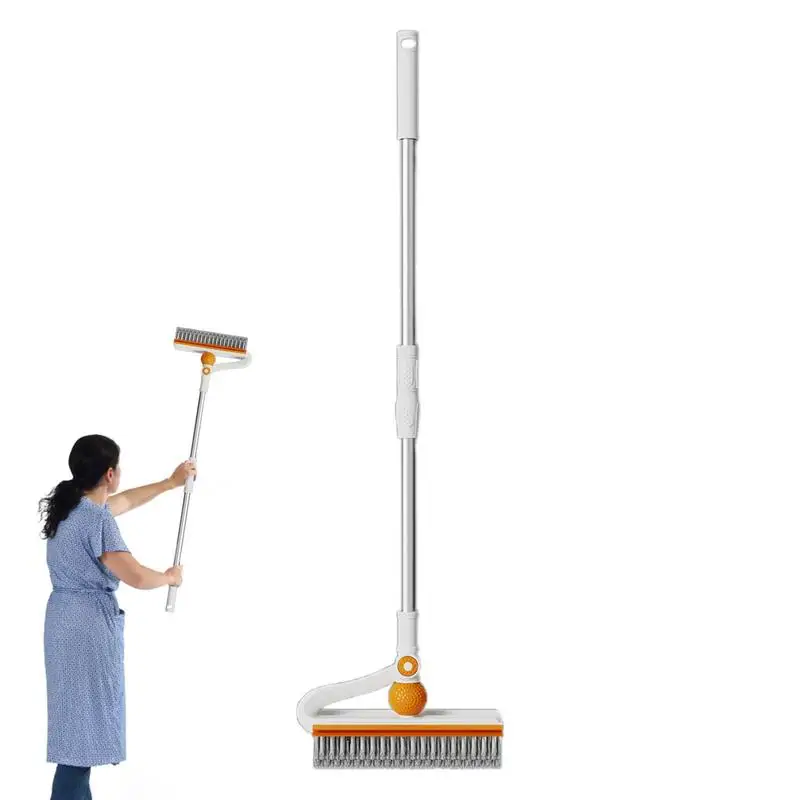 

4 In 1 Squeegee Floor Brush Rotating Cleaning Brush With Long Handle Floor Wiper Squeegee Toilet Floors Wall Tiles Bathroom