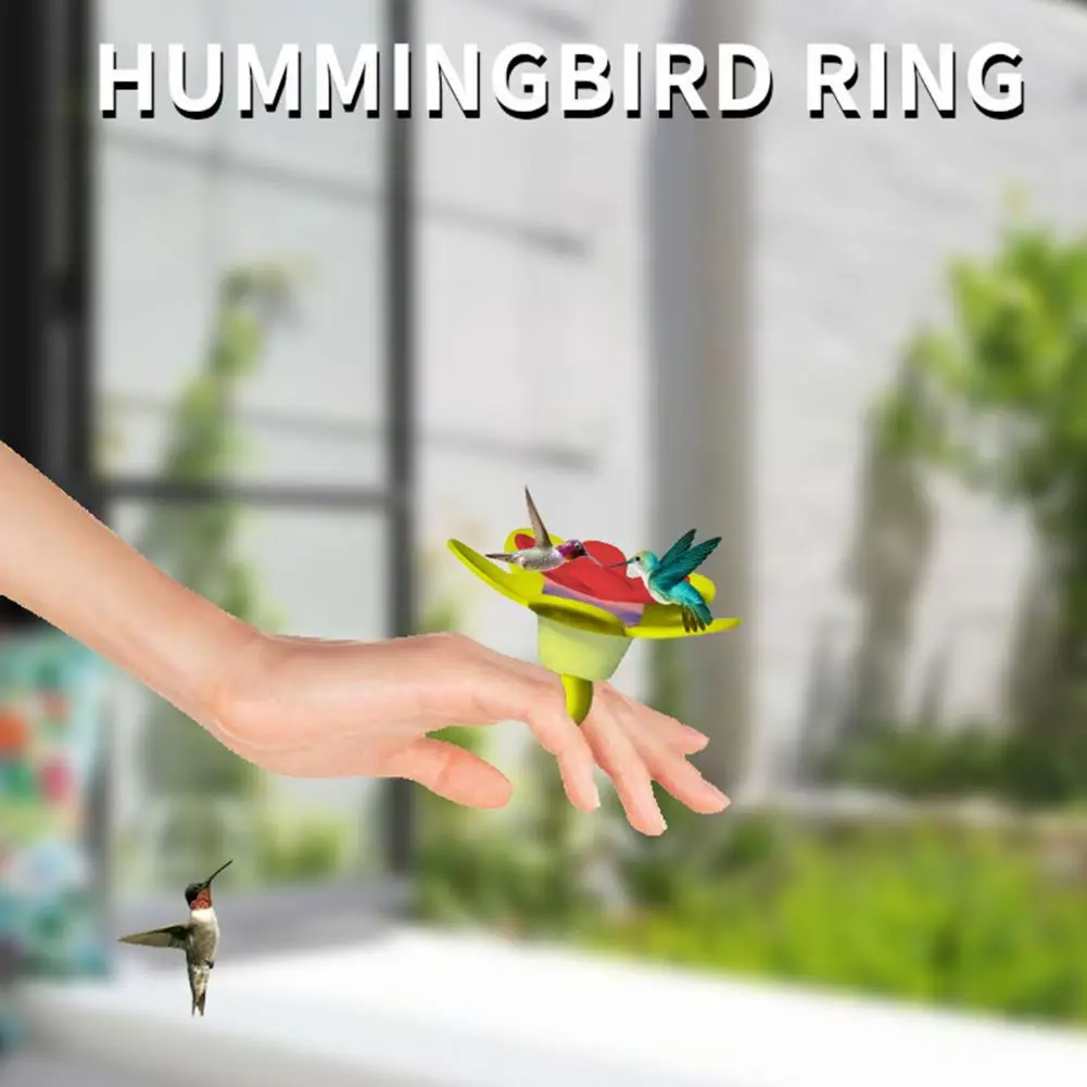 Flower Hummingbird Ring Feeder Attract And Admire Cute Hummingbirds Up Close Wearable Bird Feeder Bird Supply