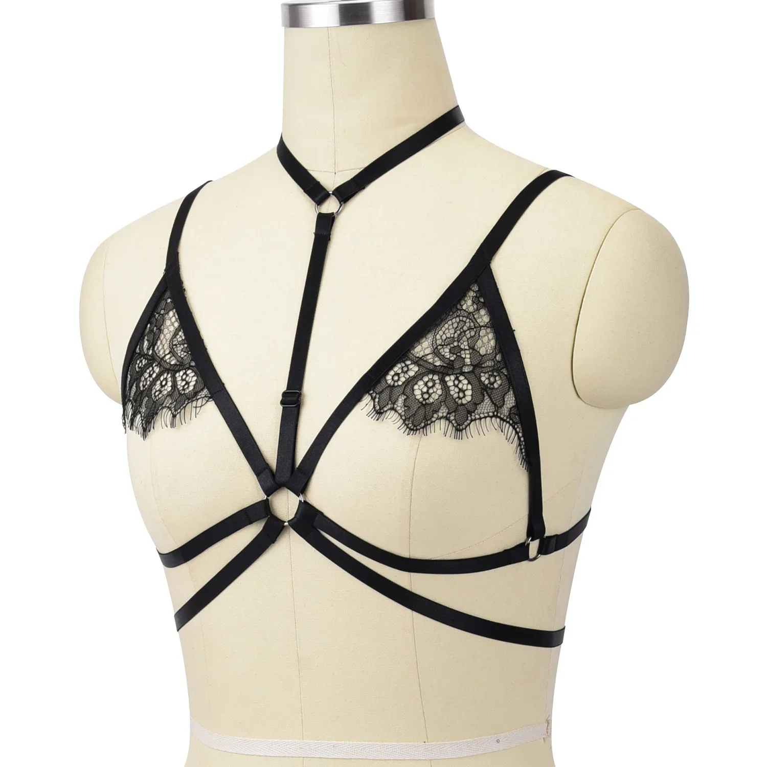 Lace Nightclub Attraction Transparent Edge Black European And American Line Bundle Bras Women's Unique Special Purpose Clothing