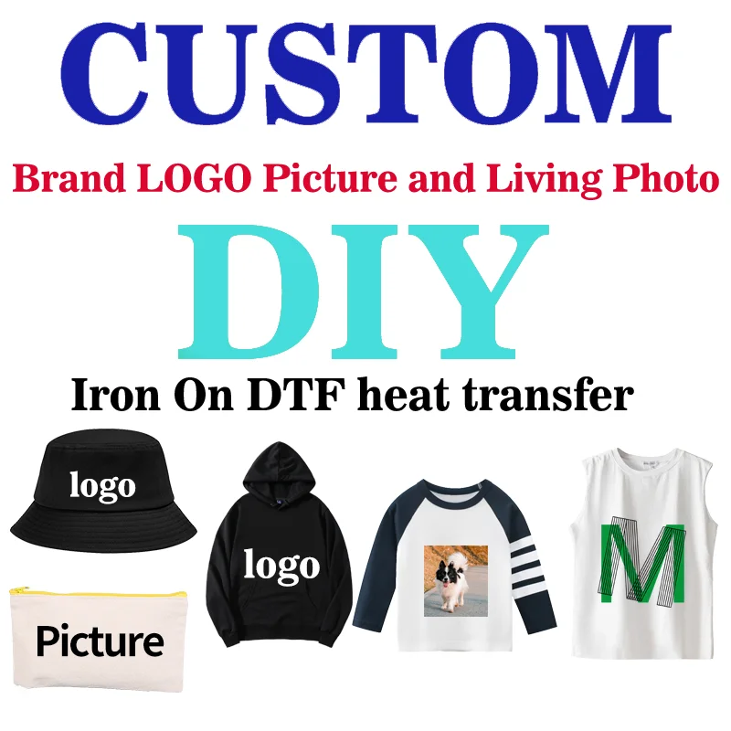 Heat Transfer Stickers DTF Heat Transfer Brand or Photo Ready to Press Picture Ironing Thermal Sticker Iron-on Clothing Pvc Patch DIY