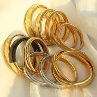Fashionable Simple Trend Elastic Round Woman Bracelet Stainles Steel 18k PVD Gold-plated Waterproof Jewelry Mixed Color Bracelet 2